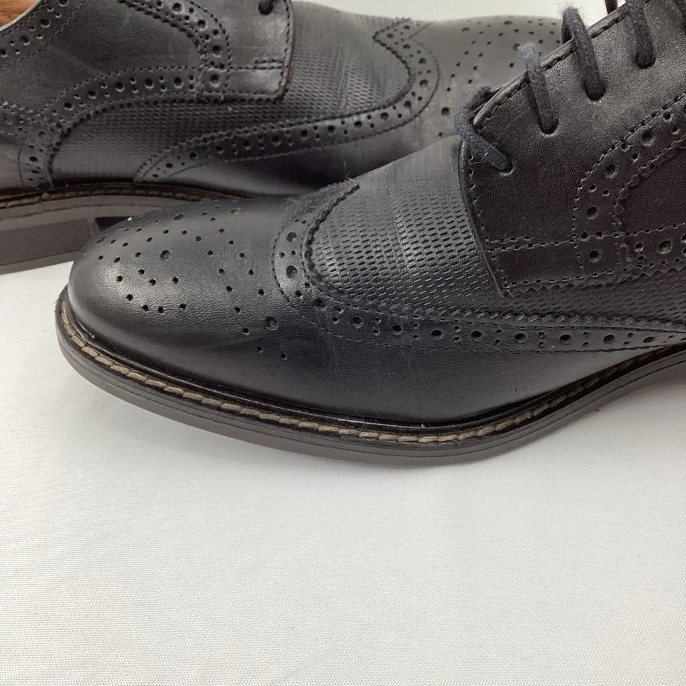 Alfani Tyler Wing-Til Derby Black Leather Oxford Shoes